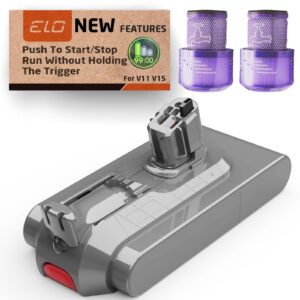 Auto Trigger V11 V15 Battery for Dyson V11 Vacuum and V15 Vacuum Cleaner SV15 SV22 SV47 (Not for Screws Insallation Style Vacuums) – Built in trigger lock with BMS – Advanced BMS for Easy Operation