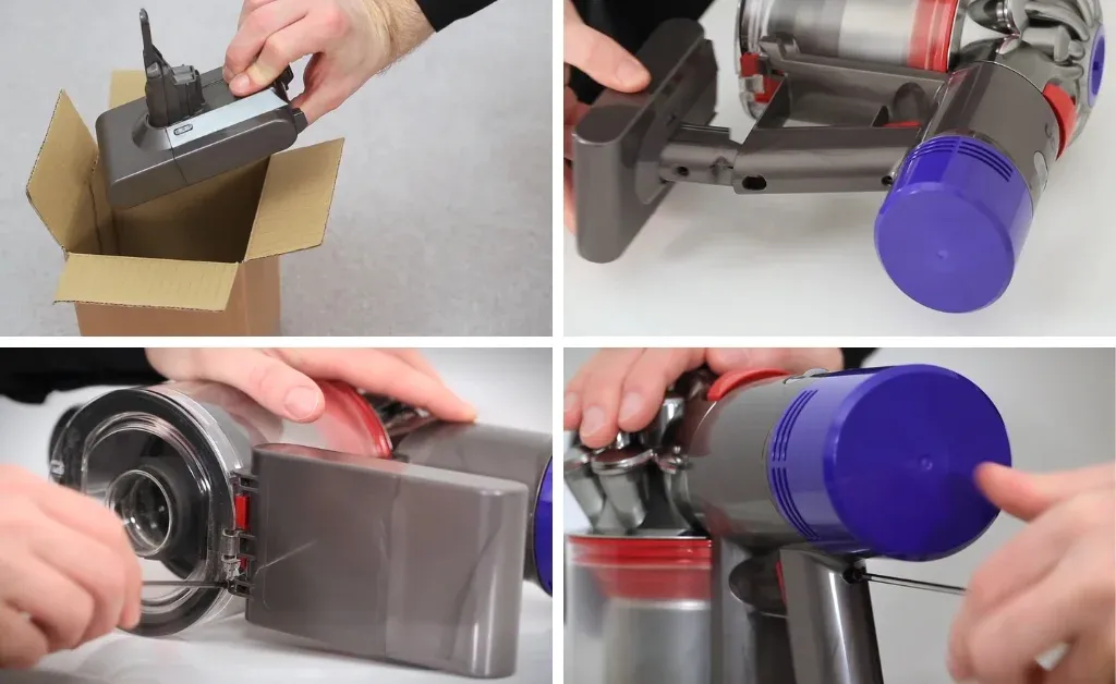Attaching ELO V8 battery and reinstalling screws