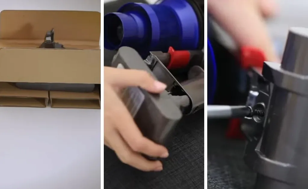 Attaching ELO V6 battery and tightening screws